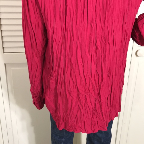 NWT Sundance Magenta Crinkle Blouse Top with Placket XL - Picture 10 of 14